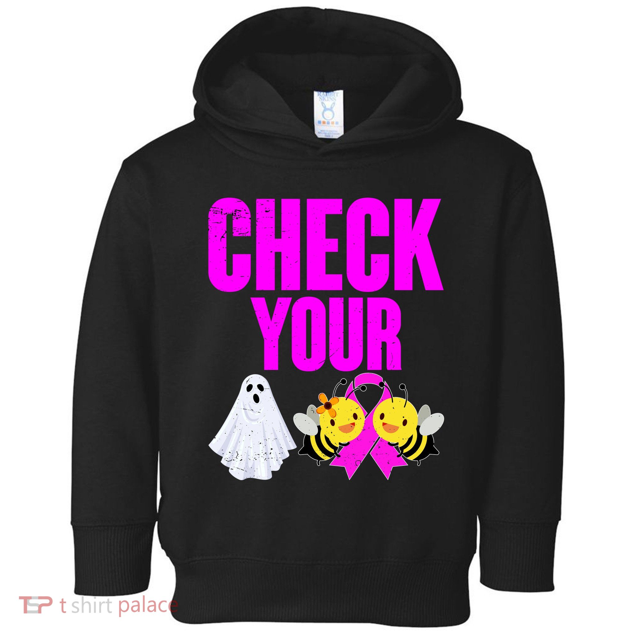Check Your Boo Bees Breast Cancer Halloween Cute Toddler Hoodie