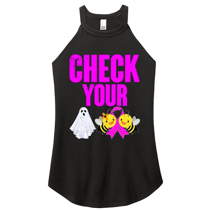 Check Your Boo Bees Breast Cancer Halloween Cute Women's Perfect Tri Rocker Tank
