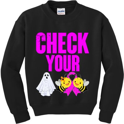 Check Your Boo Bees Breast Cancer Halloween Cute Kids Sweatshirt