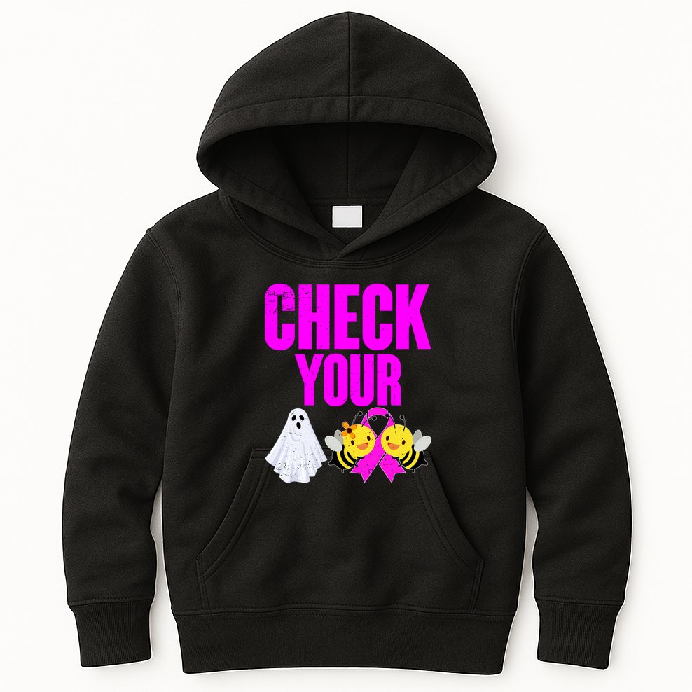 Check Your Boo Bees Breast Cancer Halloween Cute Kids Hoodie
