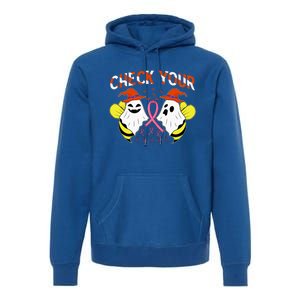 Check Your Boo Bees Breast Cancer Ghost Halloween Funny Gift Premium Hoodie