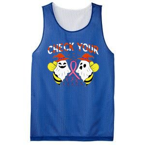 Check Your Boo Bees Breast Cancer Ghost Halloween Funny Gift Mesh Reversible Basketball Jersey Tank