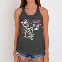 Check Your Boobs Mine Tried To Kill Mehalloween Ribbon Women's Knotted Racerback Tank