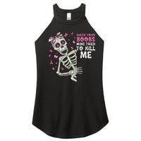 Check Your Boobs Mine Tried To Kill Mehalloween Ribbon Women's Perfect Tri Rocker Tank