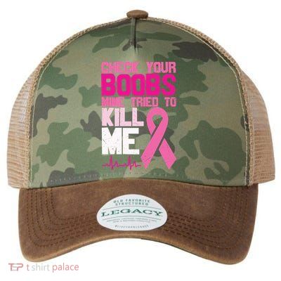 Check Your Boobs Mine Tried To Kill Me Breast Cancer Legacy Tie Dye Trucker Hat