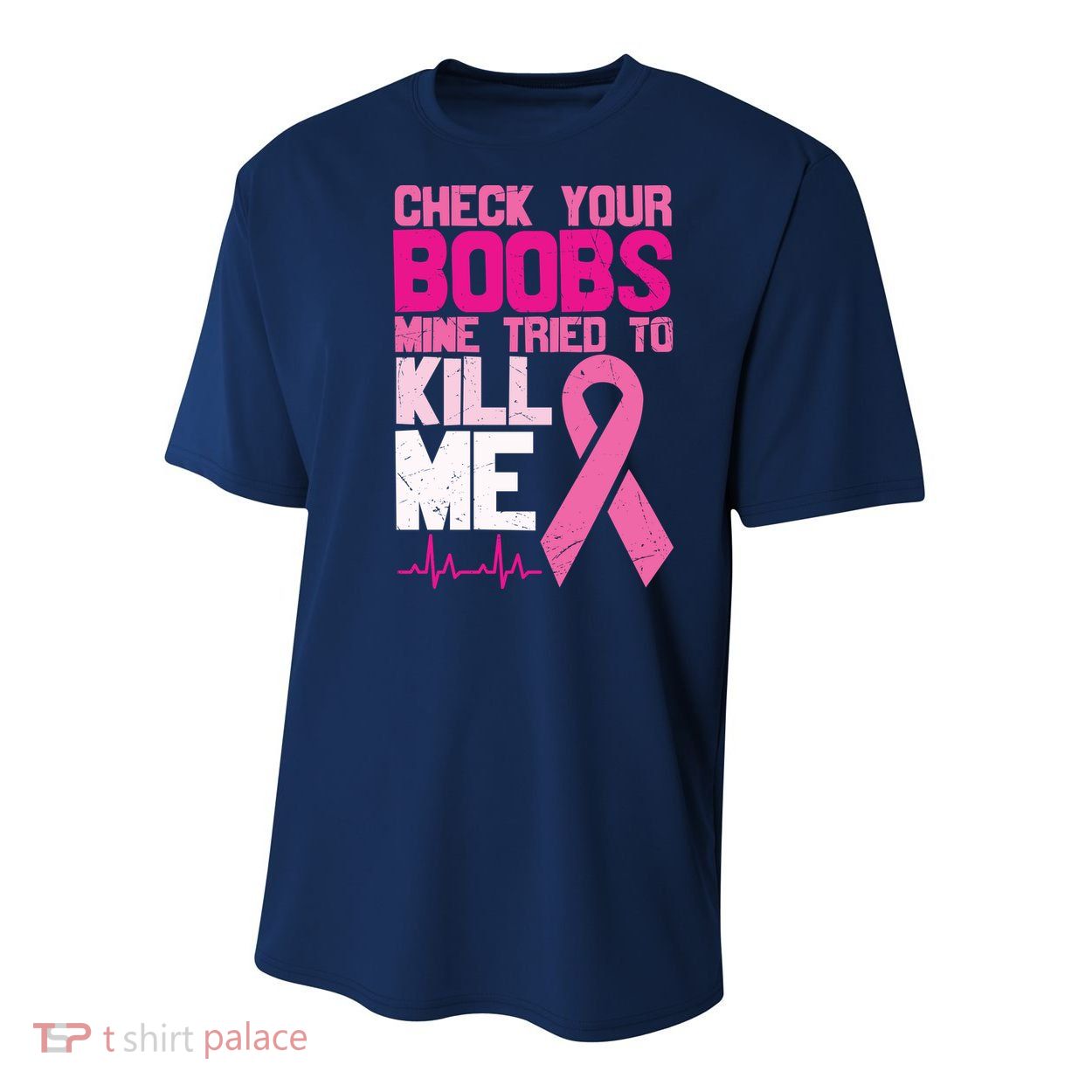 Check Your Boobs Mine Tried To Kill Me Breast Cancer Youth Performance Sprint T-Shirt
