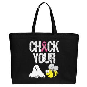 Check Your Boo Bees Funny Breast Cancer Halloween Gift Cotton Canvas Jumbo Tote