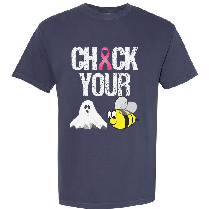 Check Your Boo Bees Funny Breast Cancer Halloween Gift Garment-Dyed Heavyweight T-Shirt