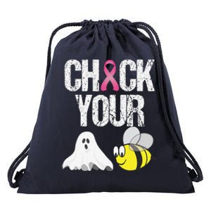 Check Your Boo Bees Funny Breast Cancer Halloween Gift Drawstring Bag