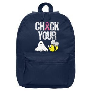 Check Your Boo Bees Funny Breast Cancer Halloween Gift 16 in Basic Backpack