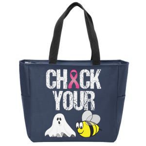 Check Your Boo Bees Funny Breast Cancer Halloween Gift Zip Tote Bag