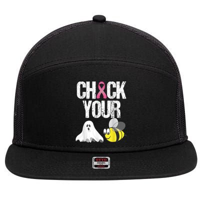 Check Your Boo Bees Shirt Funny Breast Cancer Halloween Gift 7 Panel Mesh Trucker Snapback Hat