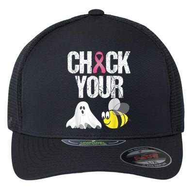 Check Your Boo Bees Shirt Funny Breast Cancer Halloween Gift Flexfit Unipanel Trucker Cap