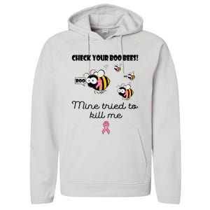 Check Your Boo Bees Mine Tried To Breast Cancer Awareness Performance Fleece Hoodie