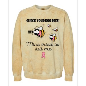 Check Your Boo Bees Mine Tried To Breast Cancer Awareness Colorblast Crewneck Sweatshirt