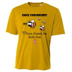 Check Your Boo Bees Mine Tried To Breast Cancer Awareness Cooling Performance Crew T-Shirt