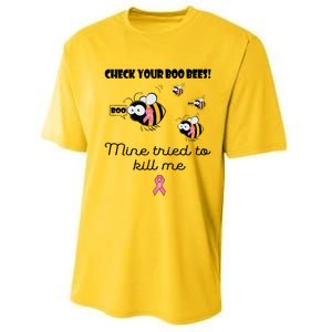 Check Your Boo Bees Mine Tried To Breast Cancer Awareness Performance Sprint T-Shirt