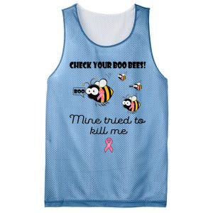 Check Your Boo Bees Mine Tried To Breast Cancer Awareness Mesh Reversible Basketball Jersey Tank