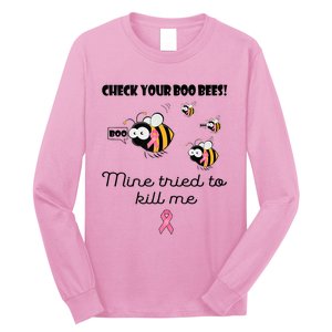 Check Your Boo Bees Mine Tried To Breast Cancer Awareness Long Sleeve Shirt