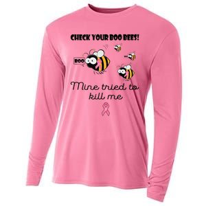 Check Your Boo Bees Mine Tried To Breast Cancer Awareness Cooling Performance Long Sleeve Crew