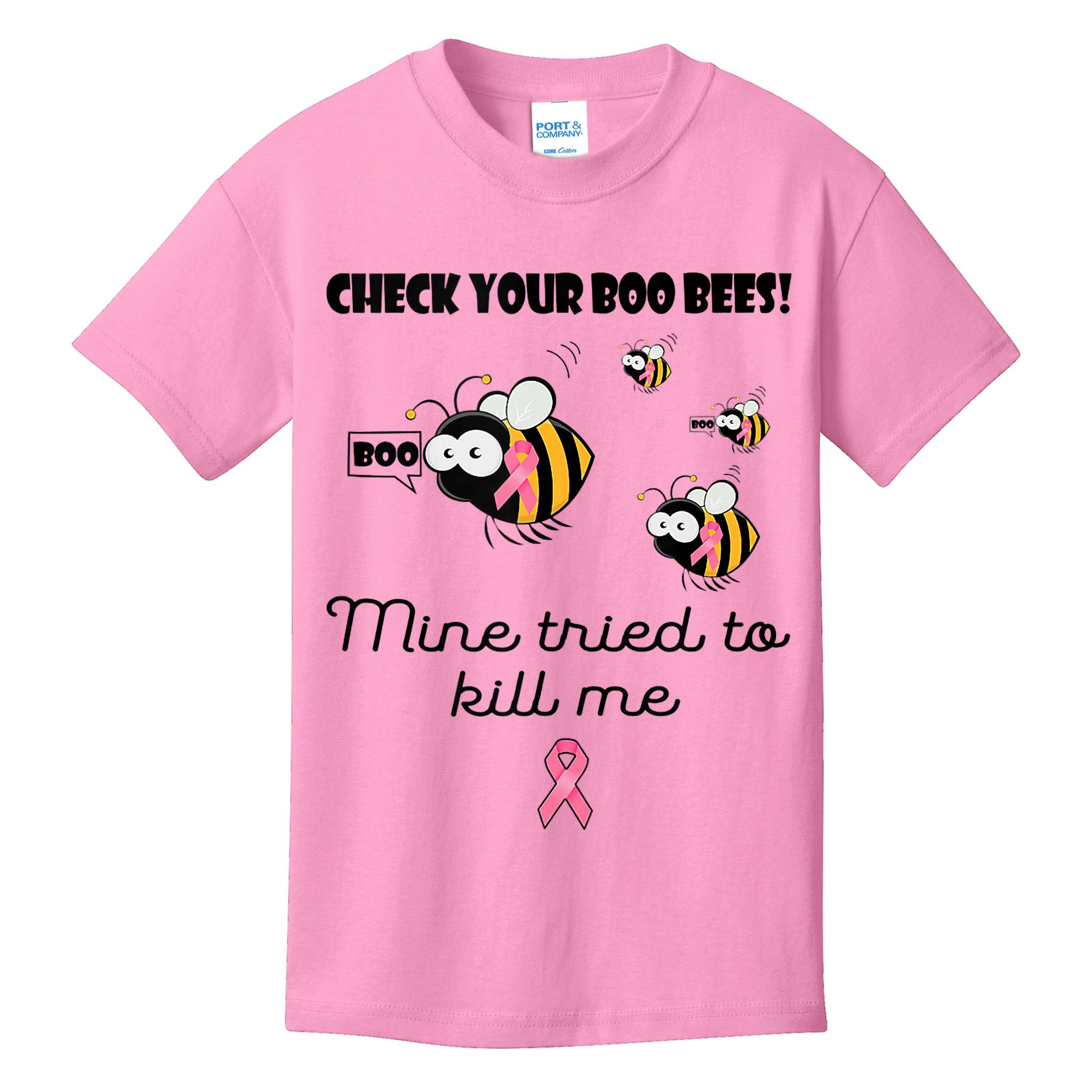 Check Your Boo Bees Mine Tried To Breast Cancer Awareness Kids T-Shirt