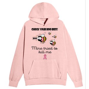 Check Your Boo Bees Mine Tried To Breast Cancer Awareness Urban Pullover Hoodie