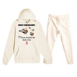 Check Your Boo Bees Mine Tried To Breast Cancer Awareness Premium Hooded Sweatsuit Set