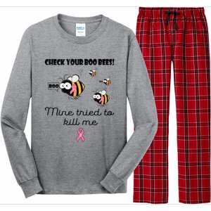 Check Your Boo Bees Mine Tried To Breast Cancer Awareness Long Sleeve Pajama Set