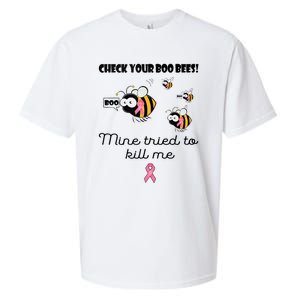 Check Your Boo Bees Mine Tried To Breast Cancer Awareness Sueded Cloud Jersey T-Shirt