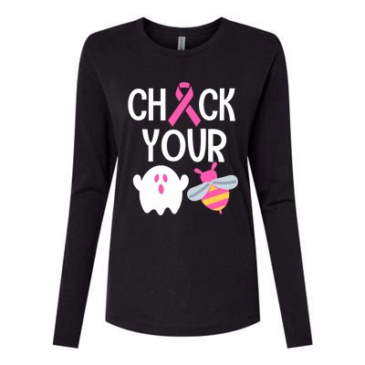 Check Your Breast Funny Cute Halloween Boo Bees Womens Cotton Relaxed Long Sleeve T-Shirt