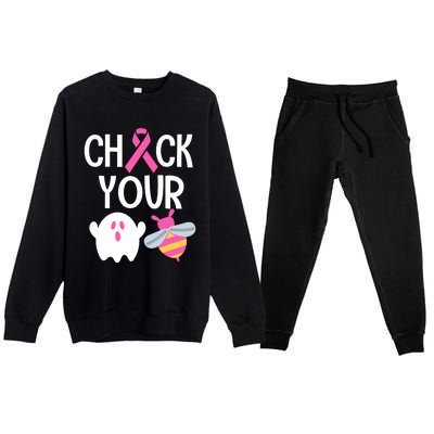 Check Your Breast Funny Cute Halloween Boo Bees Premium Crewneck Sweatsuit Set