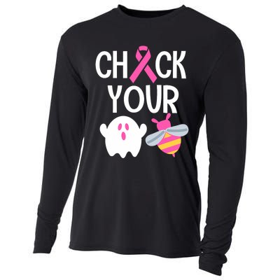 Check Your Breast Funny Cute Halloween Boo Bees Cooling Performance Long Sleeve Crew