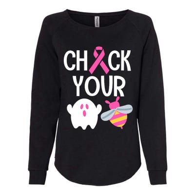 Check Your Breast Funny Cute Halloween Boo Bees Womens California Wash Sweatshirt