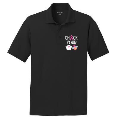 Check Your Breast Funny Cute Halloween Boo Bees PosiCharge RacerMesh Polo