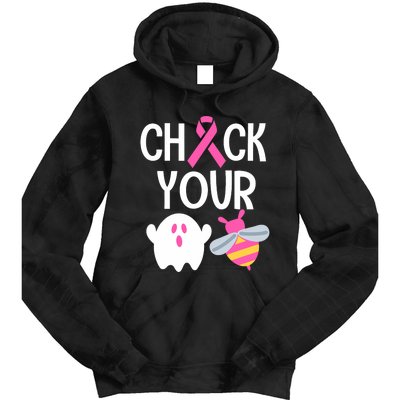 Check Your Breast Funny Cute Halloween Boo Bees Tie Dye Hoodie