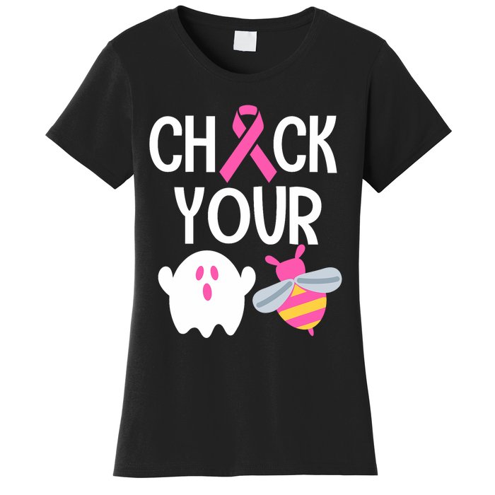 Check Your Breast Funny Cute Halloween Boo Bees Women's T-Shirt