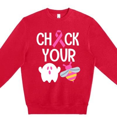 Check Your Breast Funny Cute Halloween Boo Bees Premium Crewneck Sweatshirt