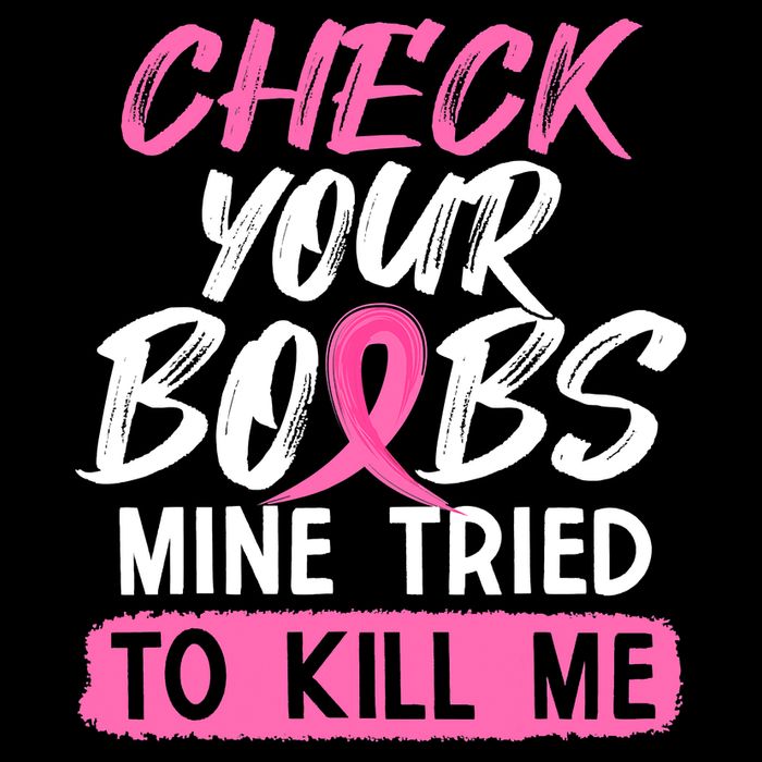 Check Your Boobs Mine Tried To Kill Me Breast Cancer Warrior 7-Panel Snapback Hat
