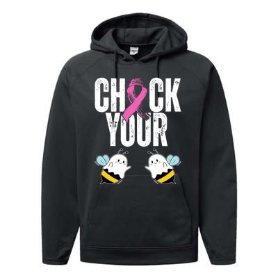 Check Your Boo Bees Funny Breast Cancer Halloween Performance Fleece Hoodie