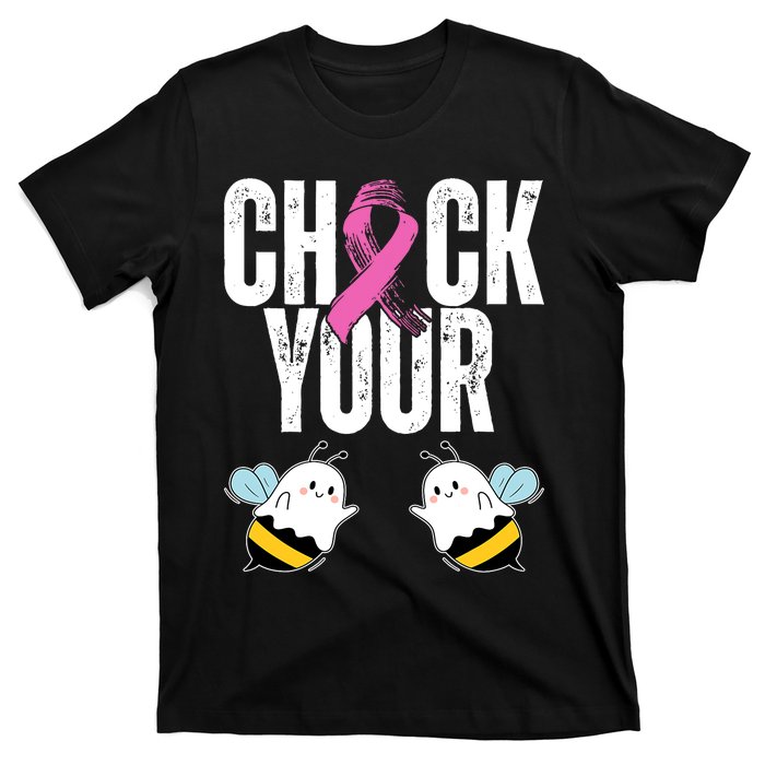 Check Your Boo Bees Funny Breast Cancer Halloween T-Shirt