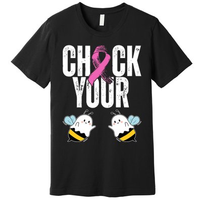 Check Your Boo Bees Funny Breast Cancer Halloween Premium T-Shirt