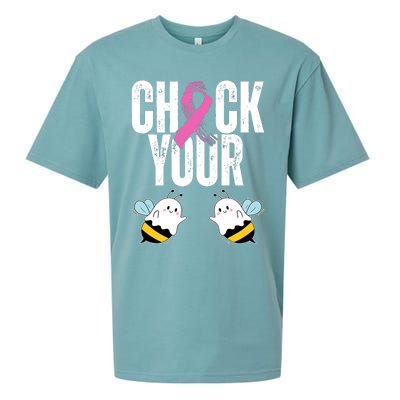 Check Your Boo Bees Funny Breast Cancer Halloween Sueded Cloud Jersey T-Shirt