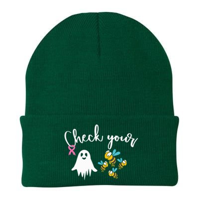 Check Your Boo Bees Breast Cancer Awareness Ribbon Knit Cap Winter Beanie