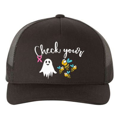 Check Your Boo Bees Breast Cancer Awareness Ribbon Yupoong Adult 5-Panel Trucker Hat