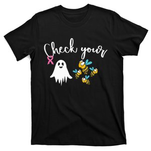 Check Your Boo Bees Breast Cancer Awareness Ribbon T-Shirt