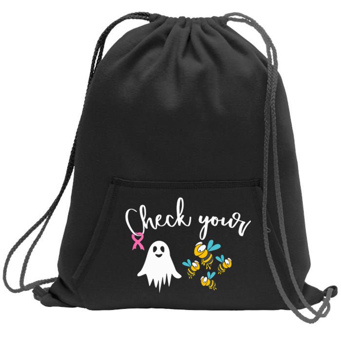 Check Your Boo Bees Breast Cancer Awareness Ribbon Sweatshirt Cinch Pack Bag