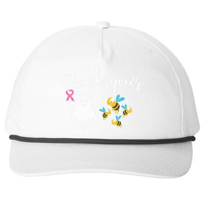 Check Your Boo Bees Breast Cancer Awareness Ribbon Snapback Five-Panel Rope Hat