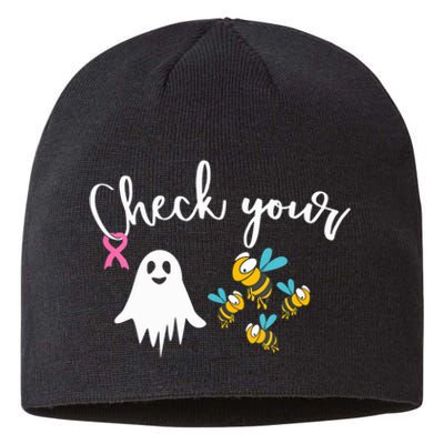 Check Your Boo Bees Breast Cancer Awareness Ribbon Sustainable Beanie