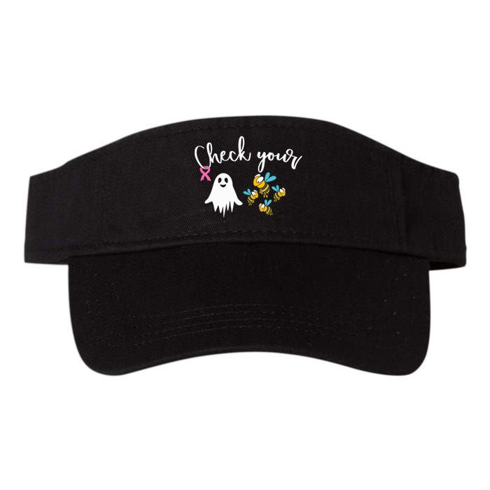 Check Your Boo Bees Breast Cancer Awareness Ribbon Valucap Bio-Washed Visor