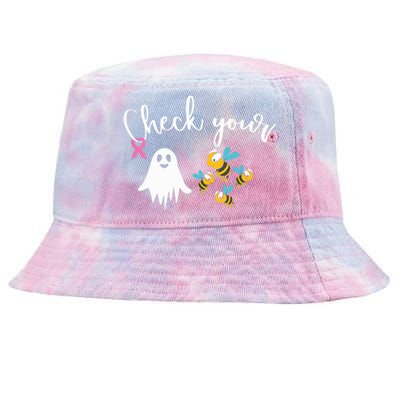 Check Your Boo Bees Breast Cancer Awareness Ribbon Tie-Dyed Bucket Hat